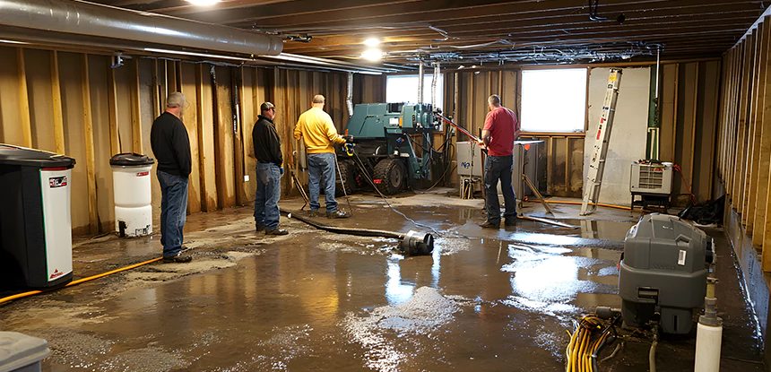 Cleaning Sewage From Basement Floor in Morganton